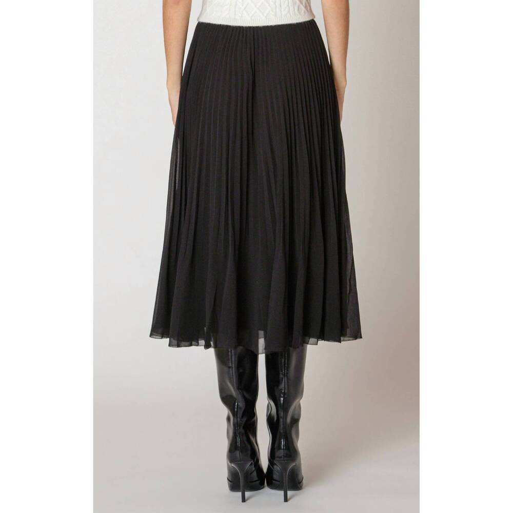 NEW DEX midi embroidered pleated skirt in black - Picture 3 of 4